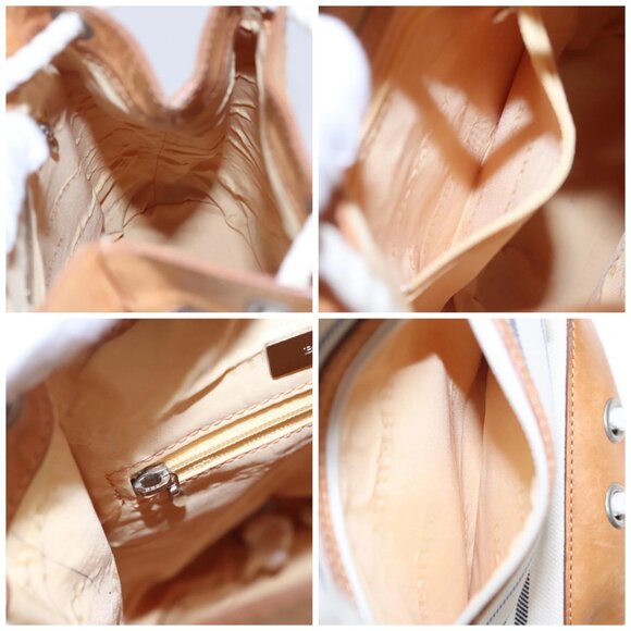 BURBERRY Backpack Canvas White Brown Auth th5698 - Picture 15 of 16